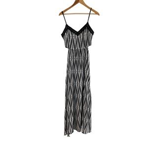 Anthropologie Black and White Geometric Maxi Dress